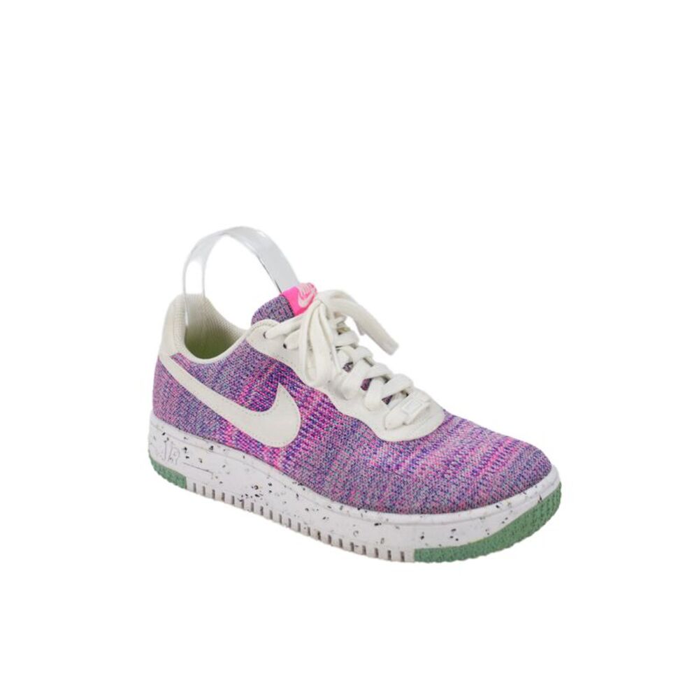 Nike Womens Lace Up Logo Knit Air Force 1 Sneakers Purple Pink Size 8.5
